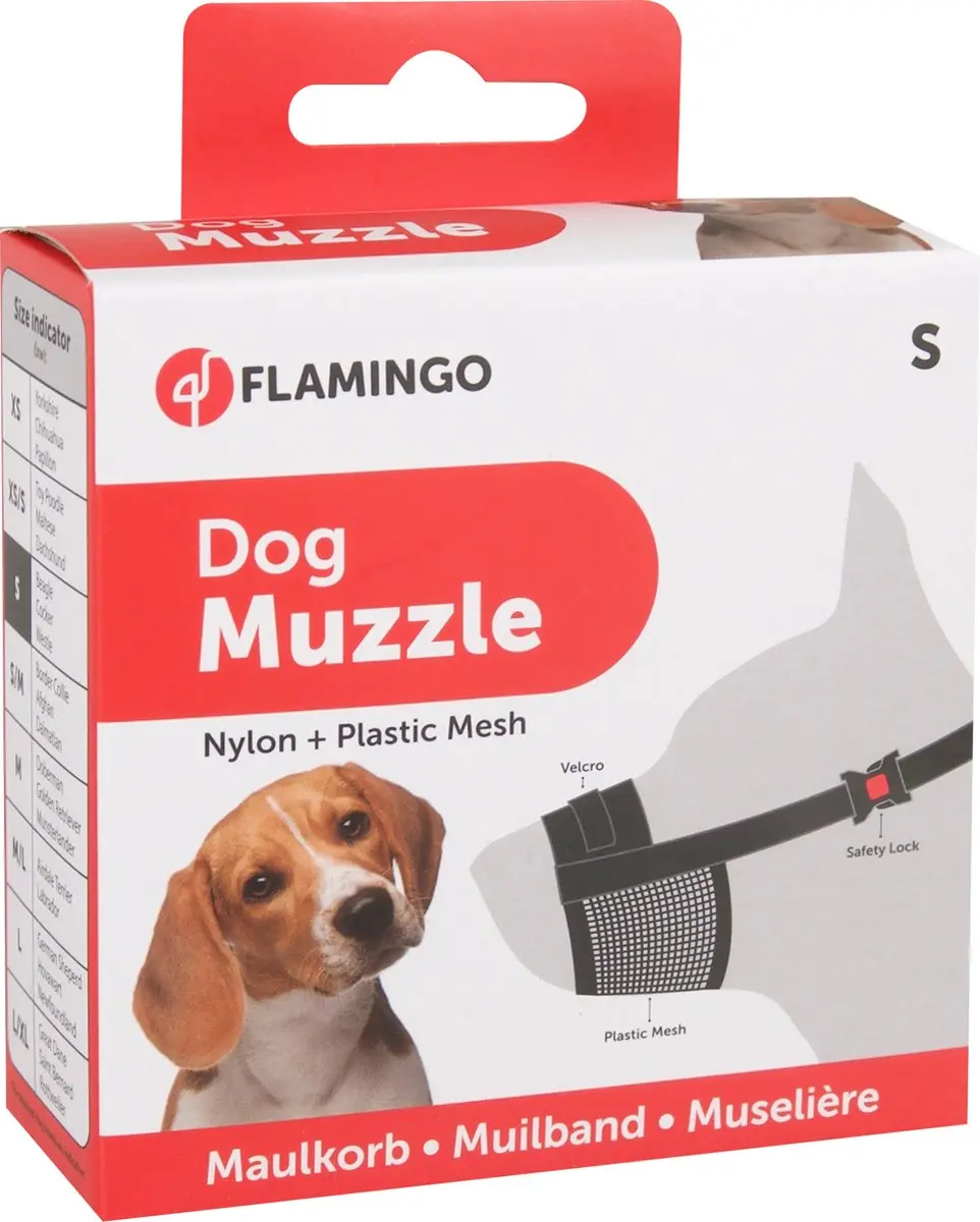 Flamingo Teddie Muilband Honden - Zwart S 33-49cm