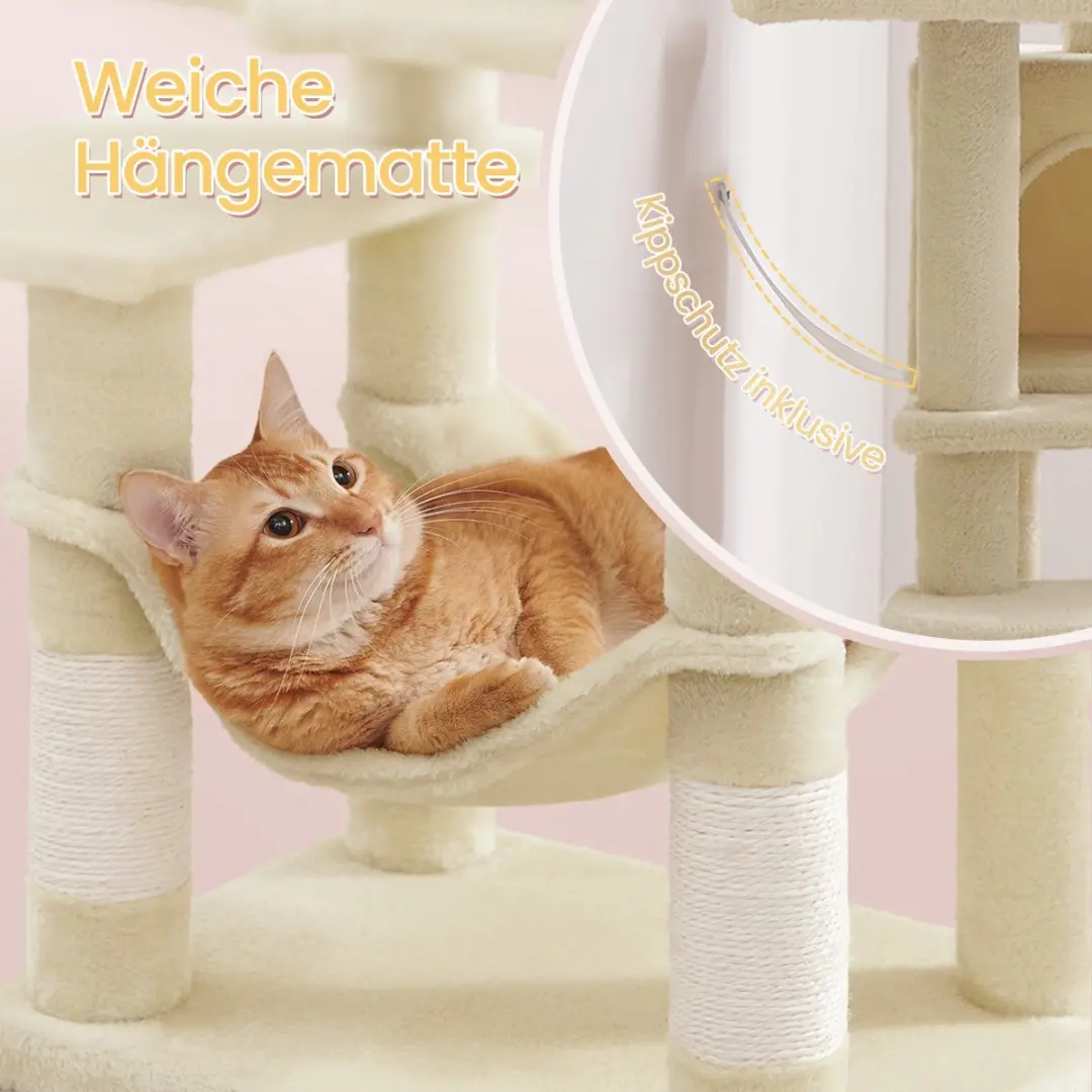 Songmics Krabpaal Kattenboom 4 Niveaus - 3 Ligplekken - Beige
