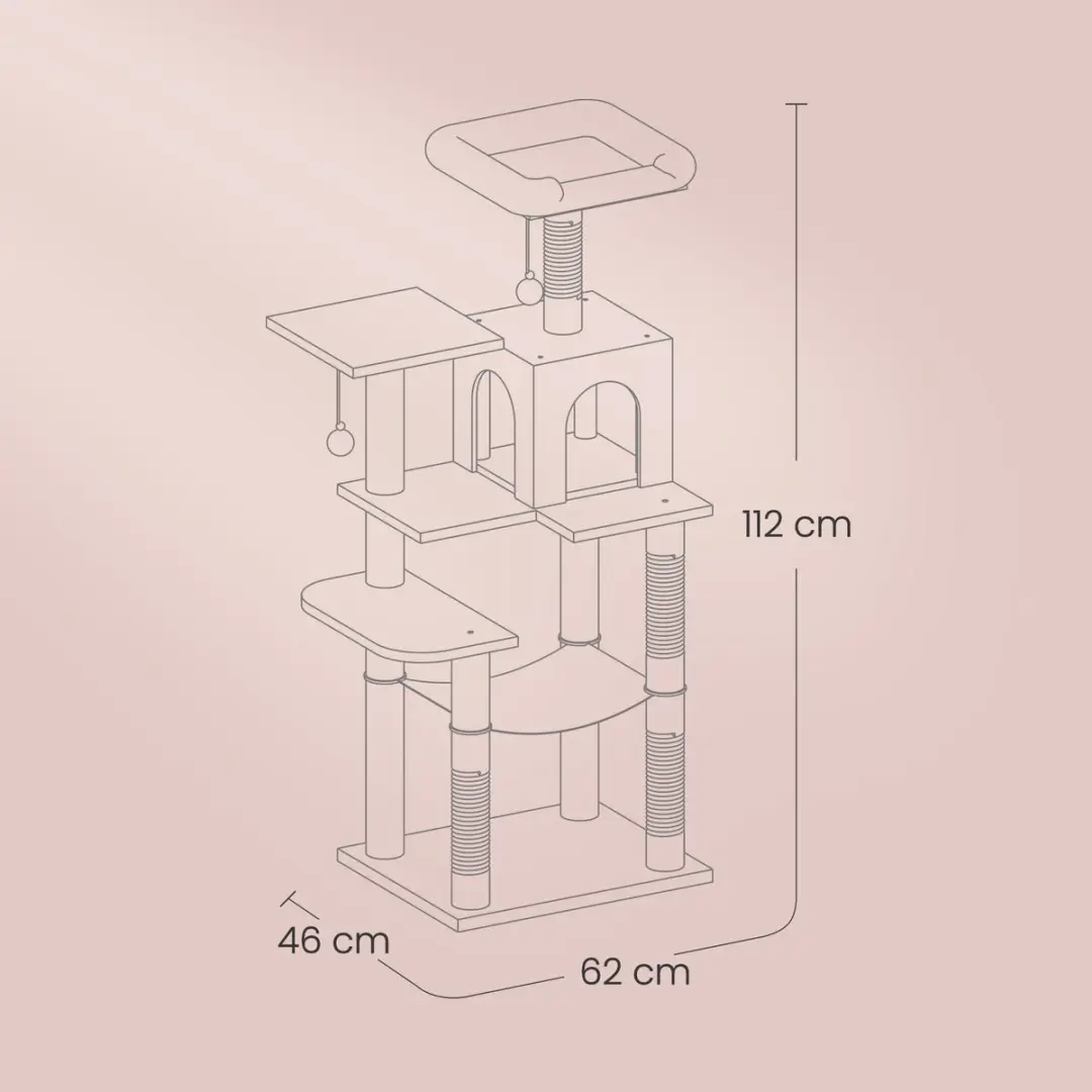 Songmics Krabpaal Kattenboom 4 Niveaus - 3 Ligplekken - Beige
