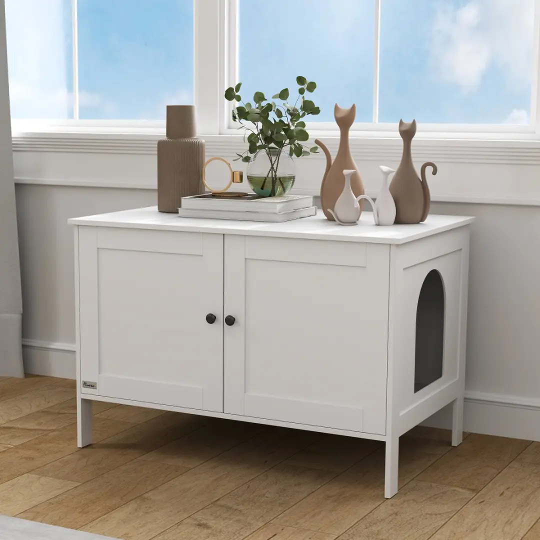 Pawhut Kattenklo-Schrank 80x51x54cm - 2 Katten - Wit
