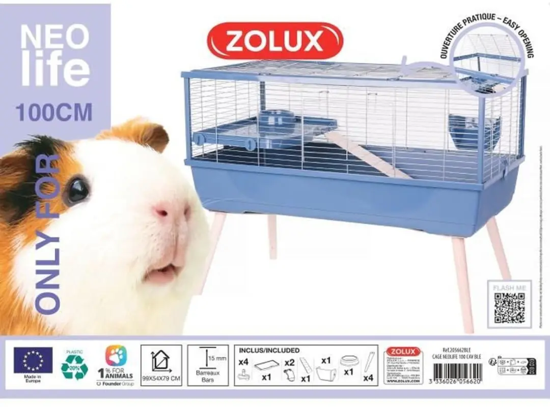 Zolux Neolife 100 Knaagdierkooi 99x54x79cm - Blauw
