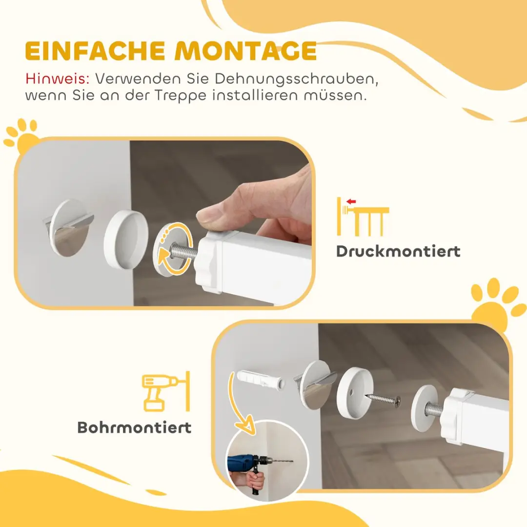 Pawhut Honden Deur- en Trapbeveiliging 75-145cm - Wit