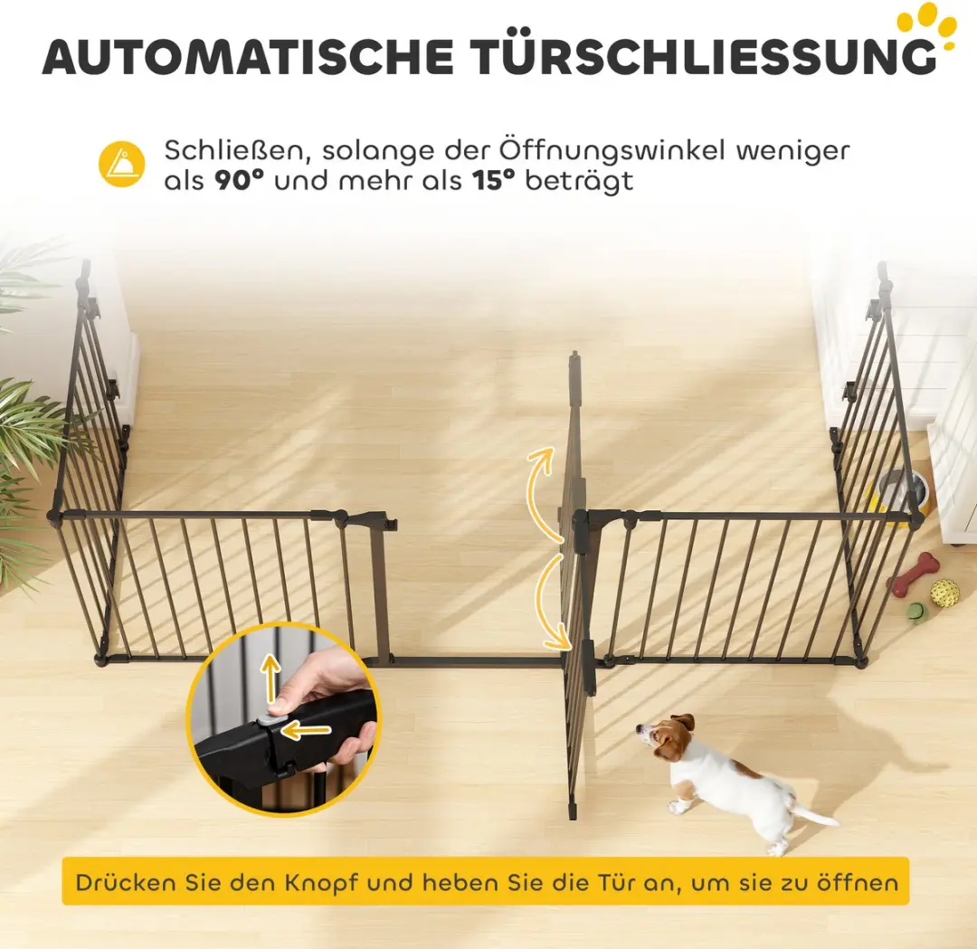 Pawhut 2-in-1 Puppyren & Haardhek - Metaal Zwart