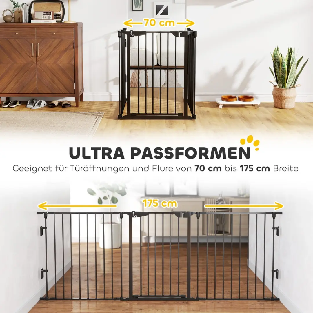 Pawhut 2-in-1 Puppyren & Haardhek - Metaal Zwart