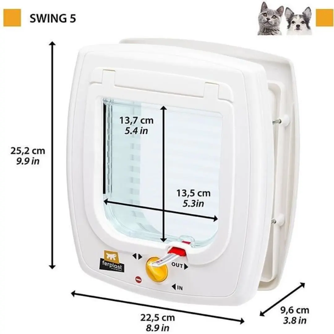 Ferplast Swing 5 Kattenluik 22.5x16.2x25.2cm - Grijs