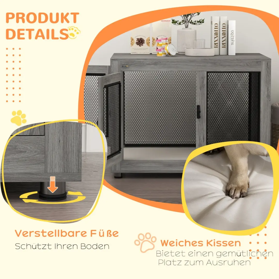 Pawhut Hondenkooi met 2 Deuren 94x60x71,5cm - Eiken