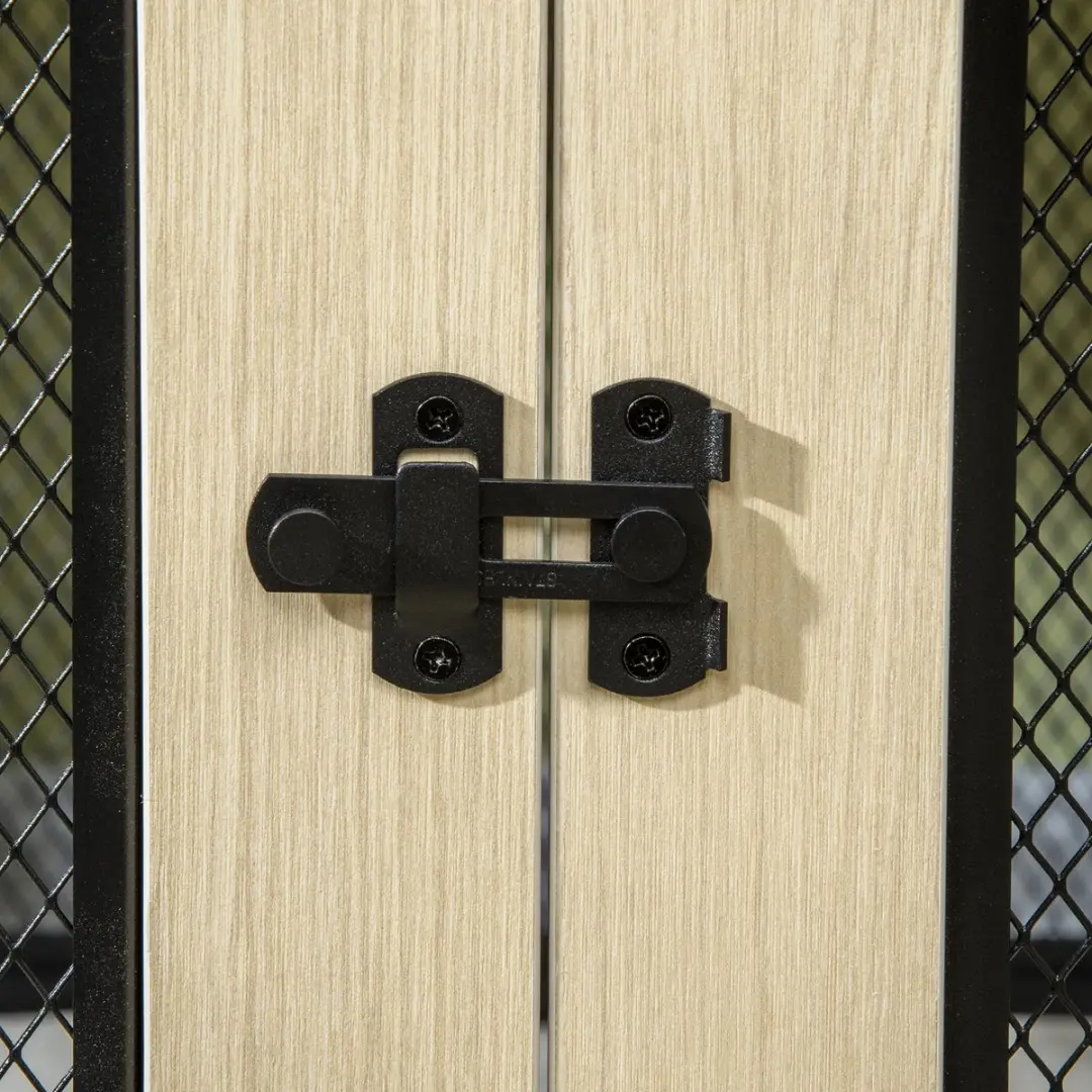 Pawhut Hondenkooi met 2 Deuren 94x60x71,5cm - Eiken