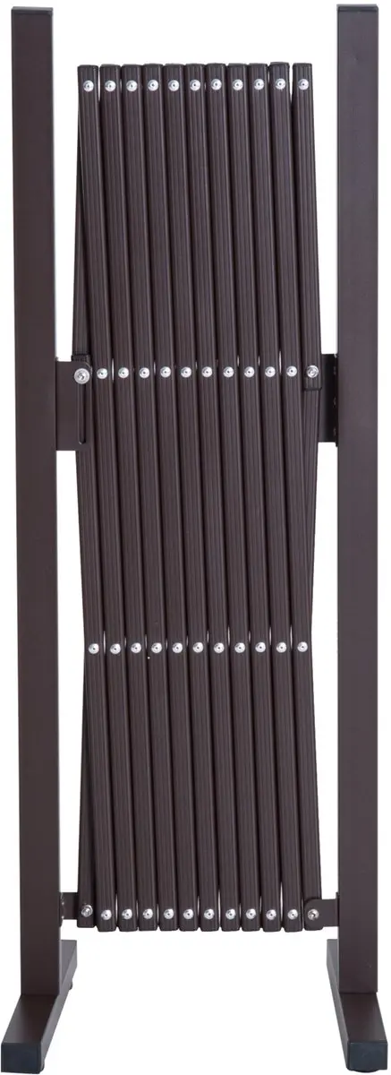 ECTEATOY Uitschuifbaar Schaarhek 35-300cm x 103,5cm - Bruin - afbeelding 6 van 6
