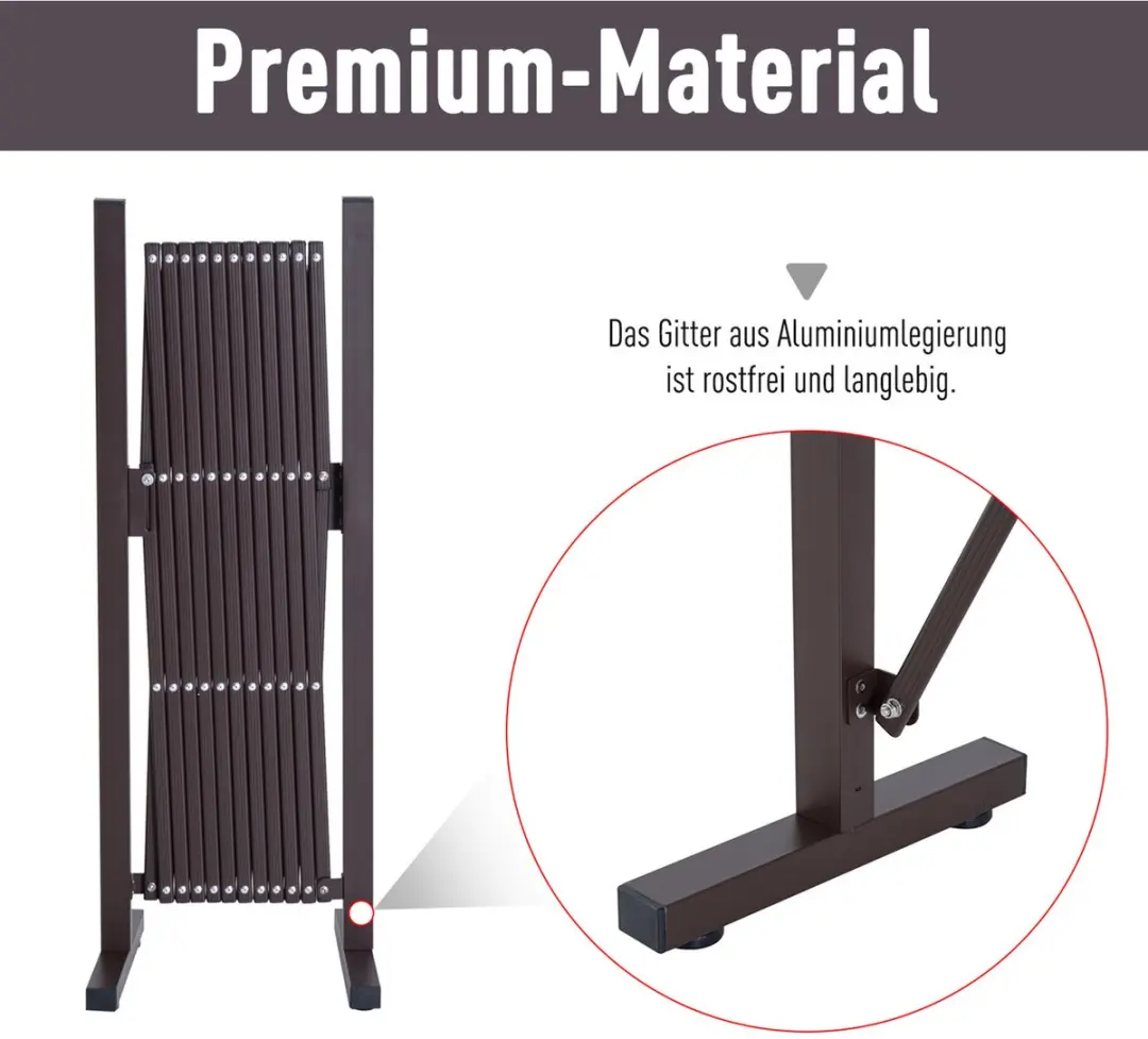 ECTEATOY Uitschuifbaar Schaarhek 35-300cm x 103,5cm - Bruin