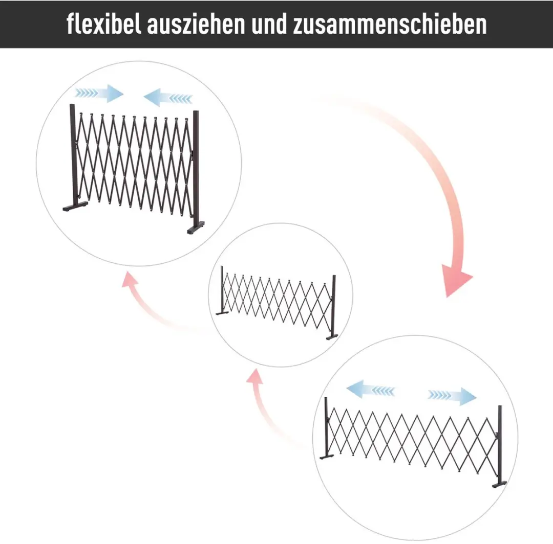 ECTEATOY Uitschuifbaar Schaarhek 35-300cm x 103,5cm - Bruin