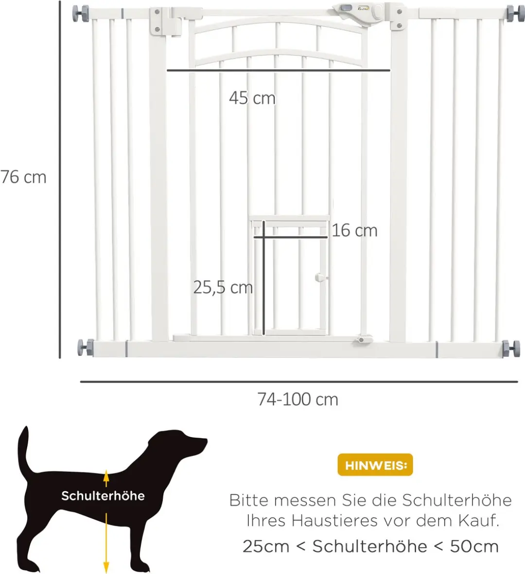 Pawhut Dierhek met Kattendeur Wit - Zelfsluitend