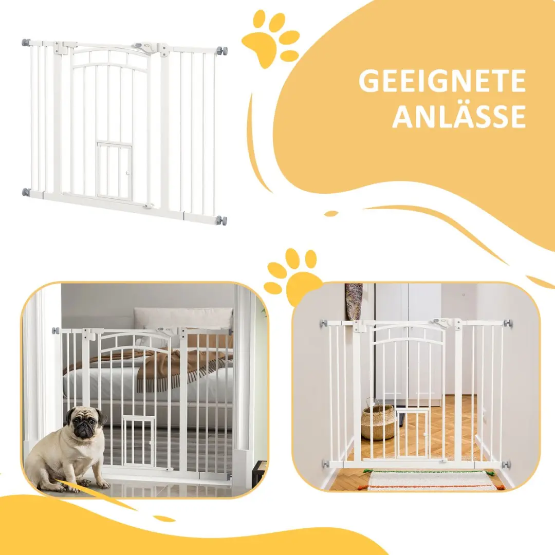 Pawhut Dierhek met Kattendeur Wit - Zelfsluitend
