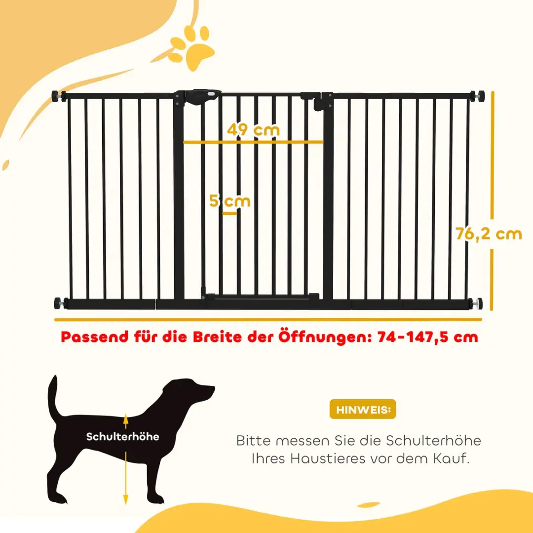 Pawhut Veiligheidshek Deur - Zwart - afbeelding 6 van 6