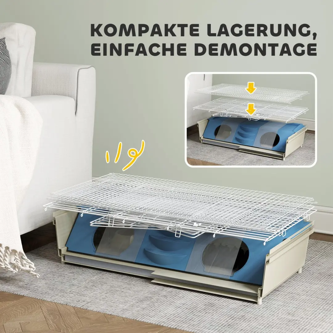 Pawhut Kleintierverblijf 2 verdiepingen - Meerschweinchen/Igel - Wit