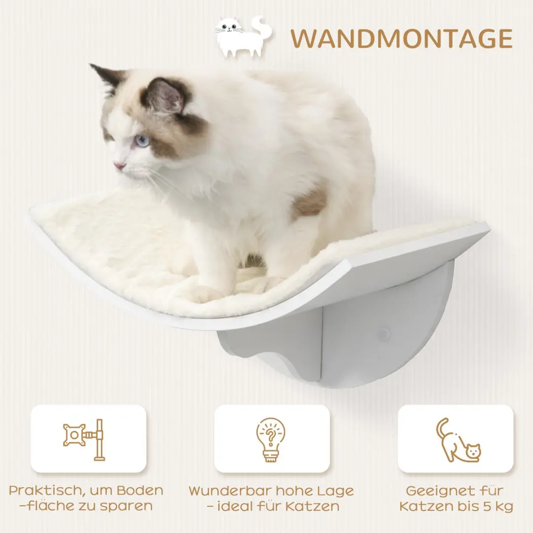 Pawhut Kattenwandliege Weiß 41x28x21cm