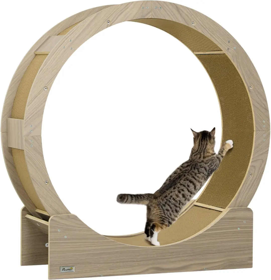 Pawhut Katzenlaufrad 91cm - Walnuss