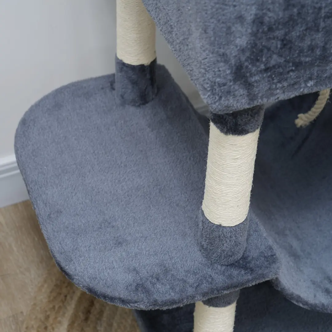 Pawhut Kattenboom Spaanplaat 60x50x206cm Donkergrijs - 4 Niveaus