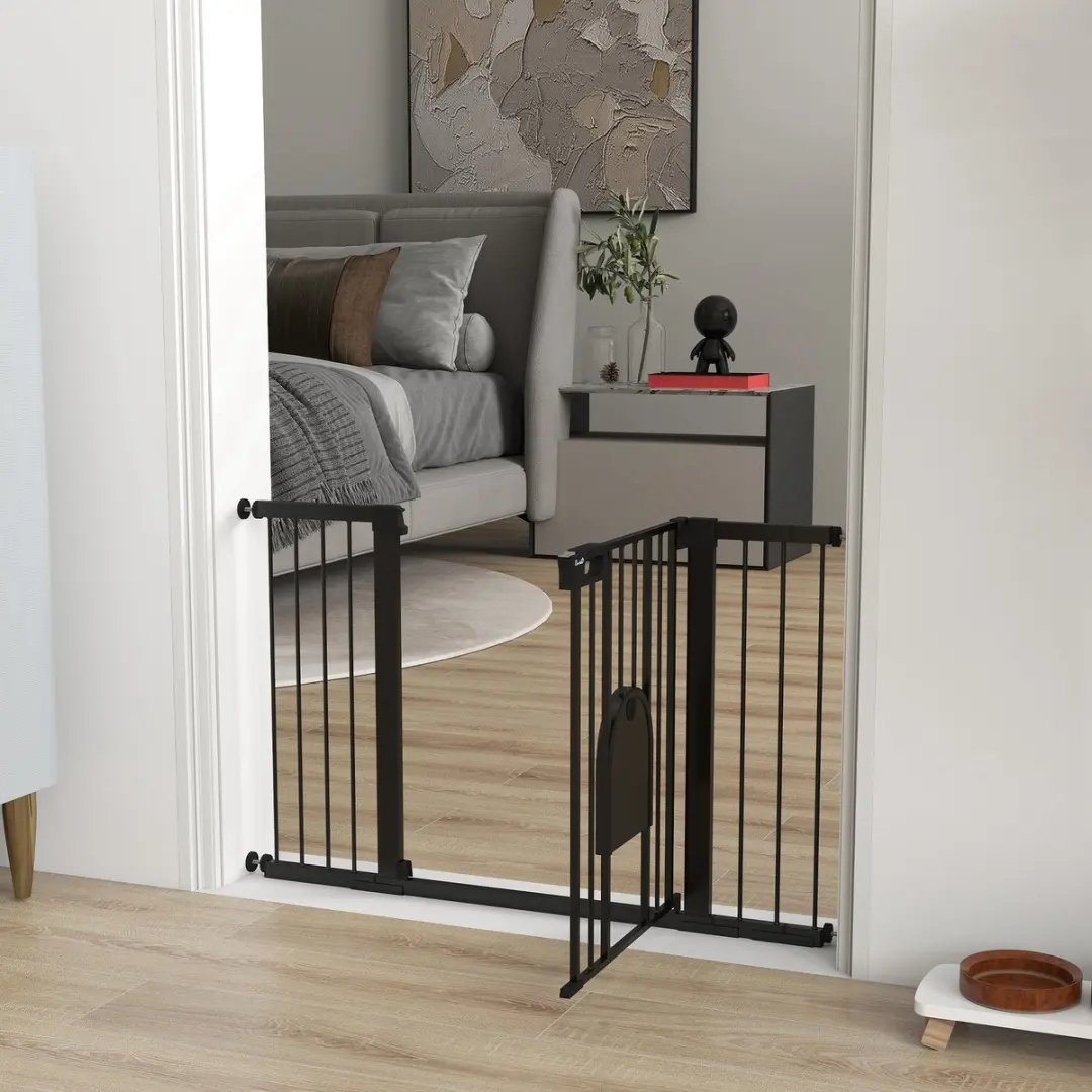Pawhut Huisdierenhek ABS Staal 75-131L x 2B x 76Hcm - Zwart