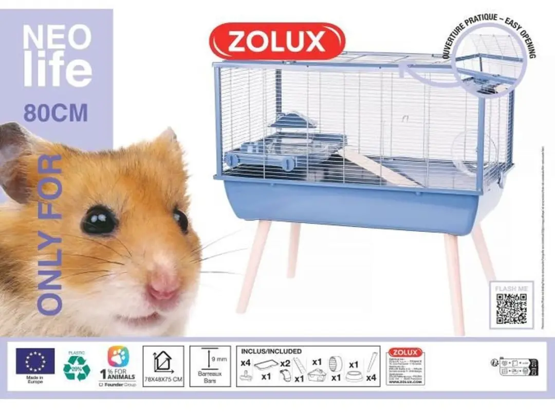 Zolux Neolife 80 Hamsterkooi 78x48x75cm - Blauw