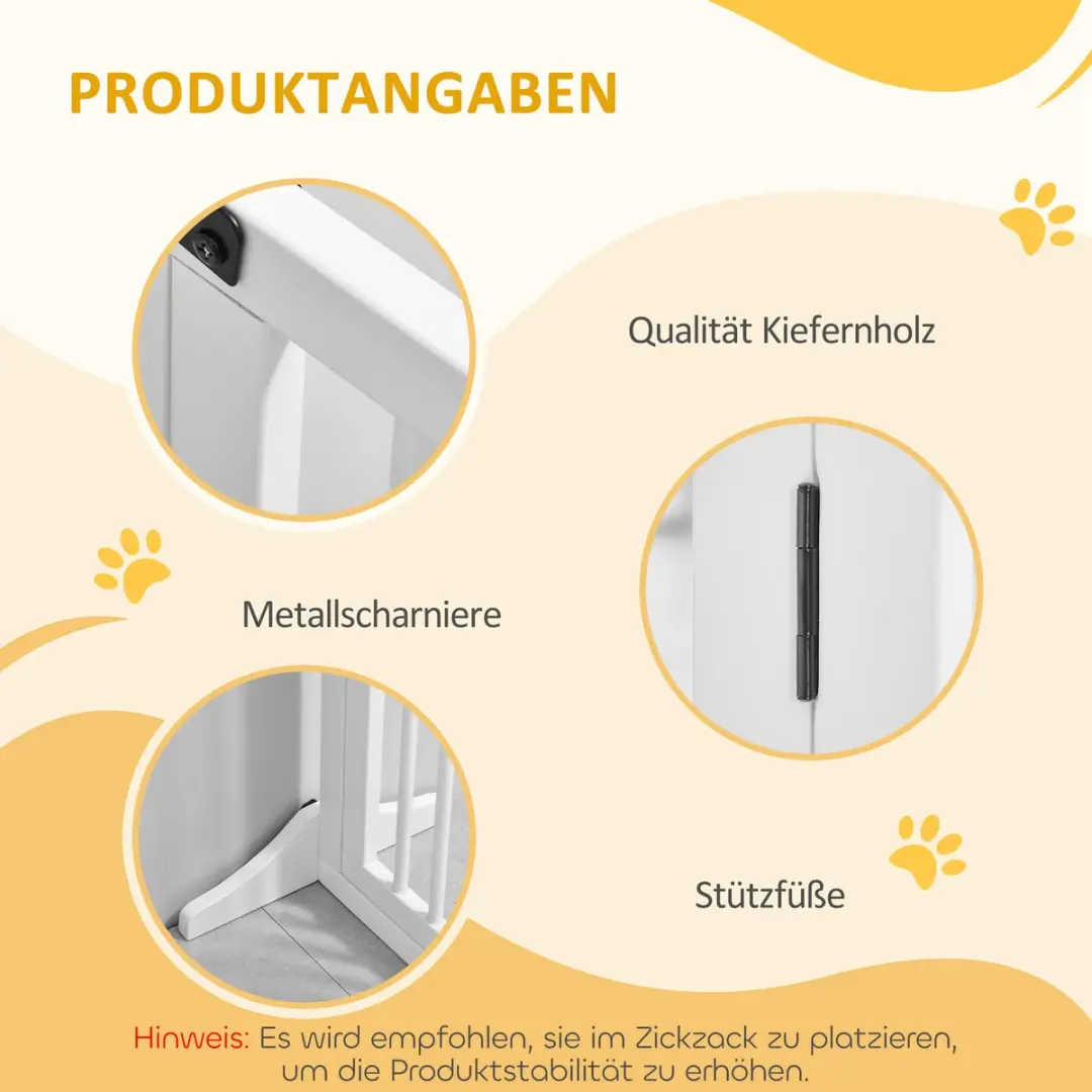 Pawhut Hondenhek Verstelbaar 113-166L x 36B x 71H cm - Wit