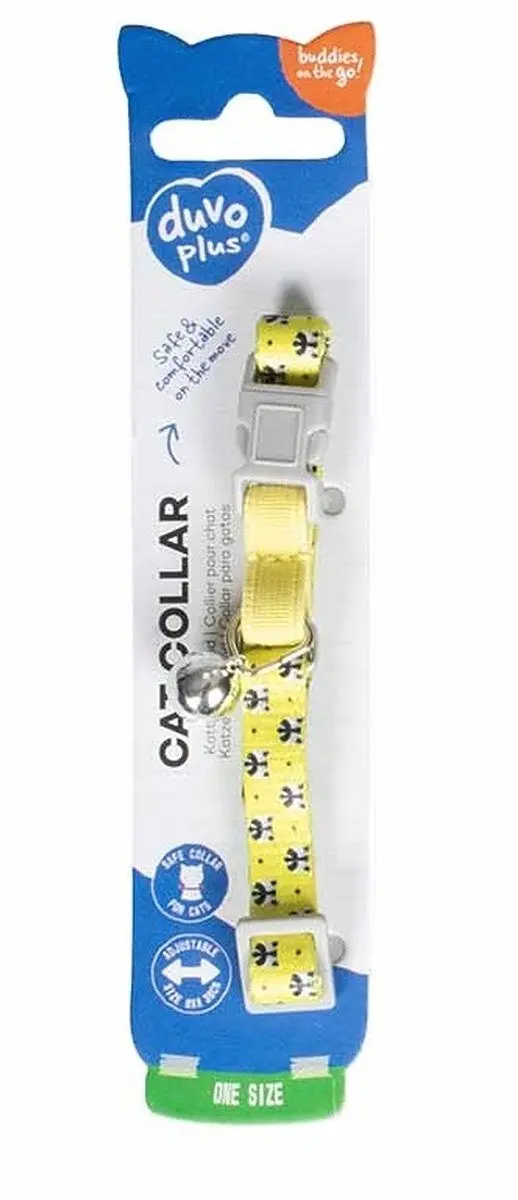 Duvo+ Kattenhalsband Wasbeer 20-30cm 10mm - Geel/Blauw/Roz