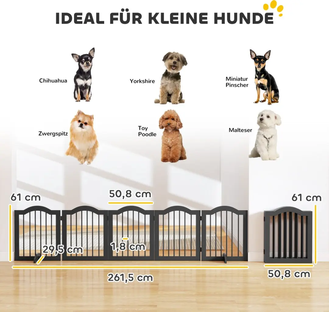Pawhut Hondenhek MDF Zwart 261,5x29,5x61cm