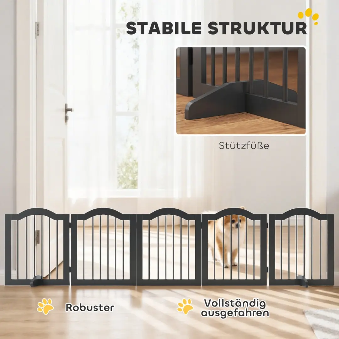 Pawhut Hondenhek MDF Zwart 261,5x29,5x61cm - afbeelding 6 van 6