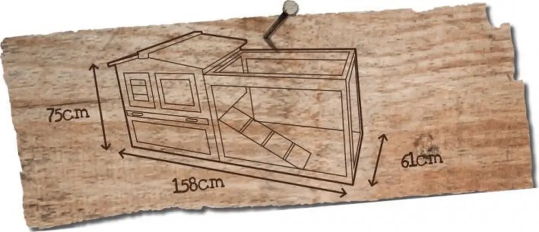 Duvo Woodland Cottage Konijnenhok 155x53x70cm - 2 verdiepingen - Grijs/Wit