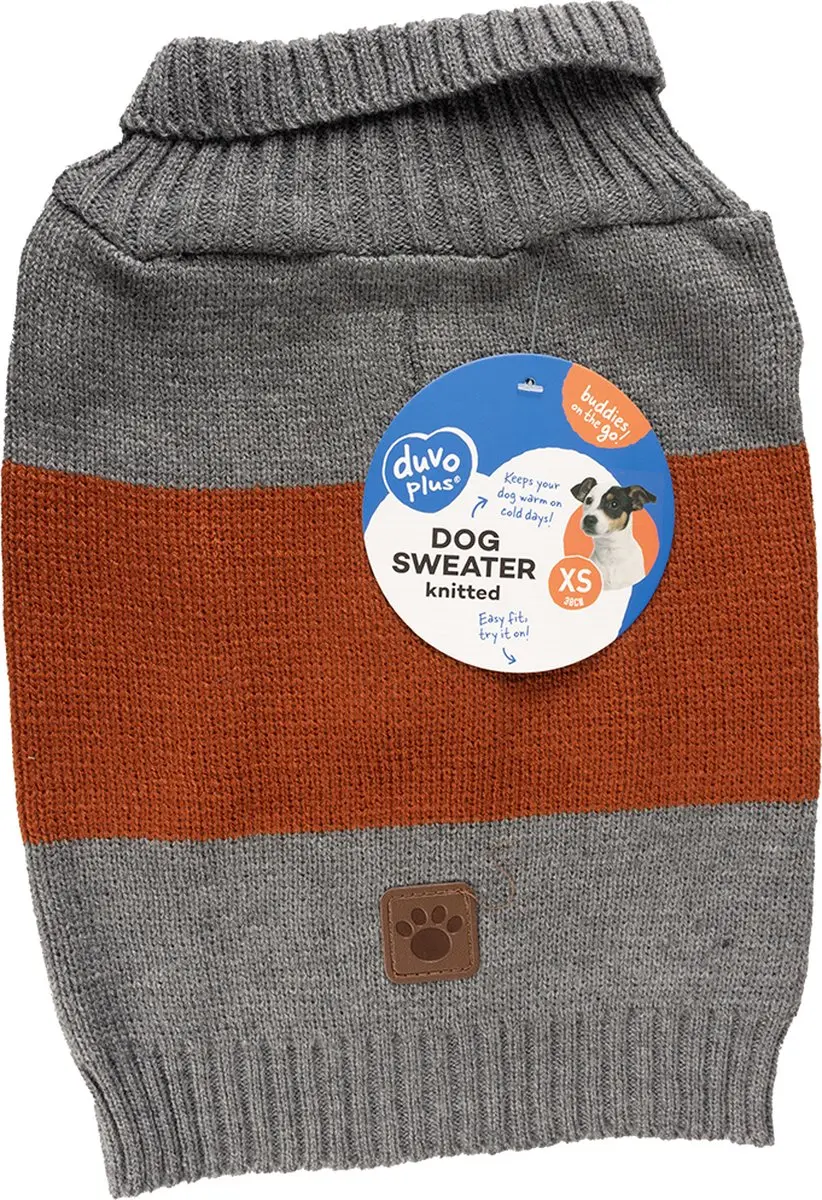 Duvo Dierenkleding Hondensweater Cozy XS - 30cm - Grijs/oranje