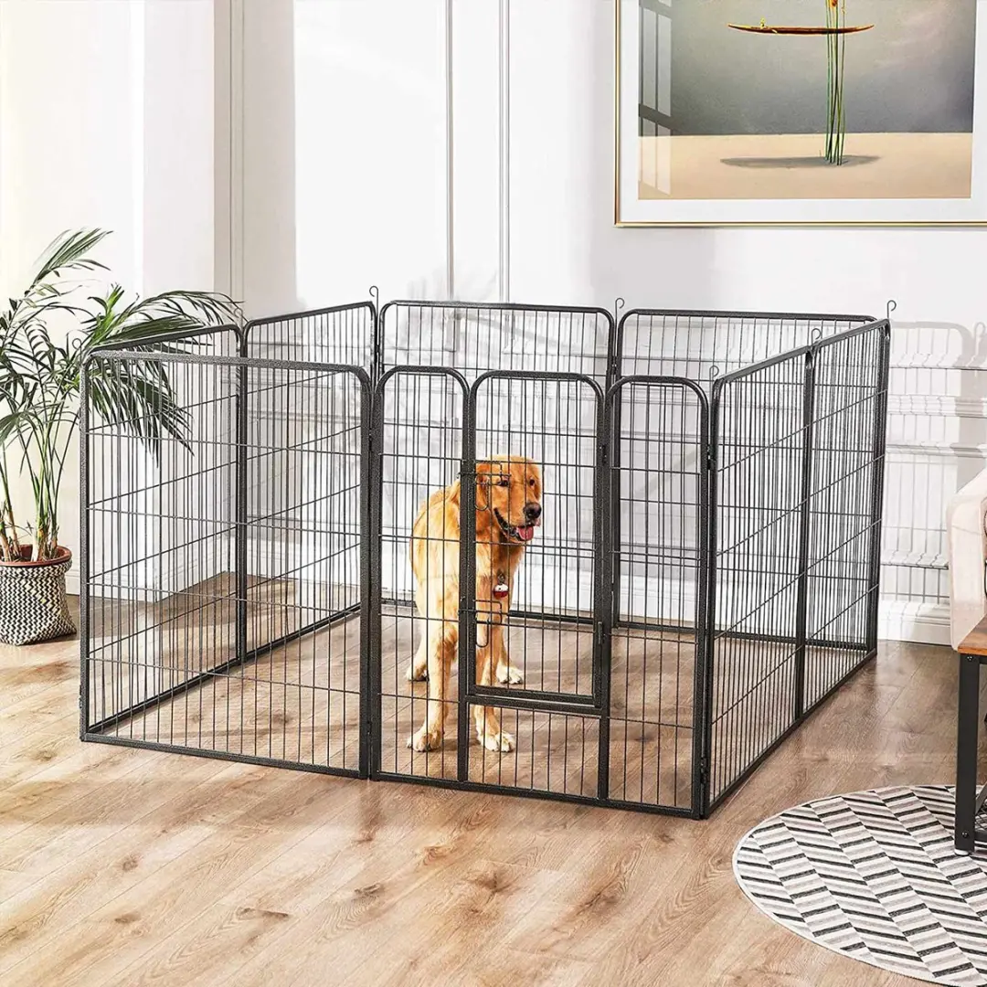Songmics Puppyren Metaal Zwart - 8 Roosterpanelen - afbeelding 3 van 6