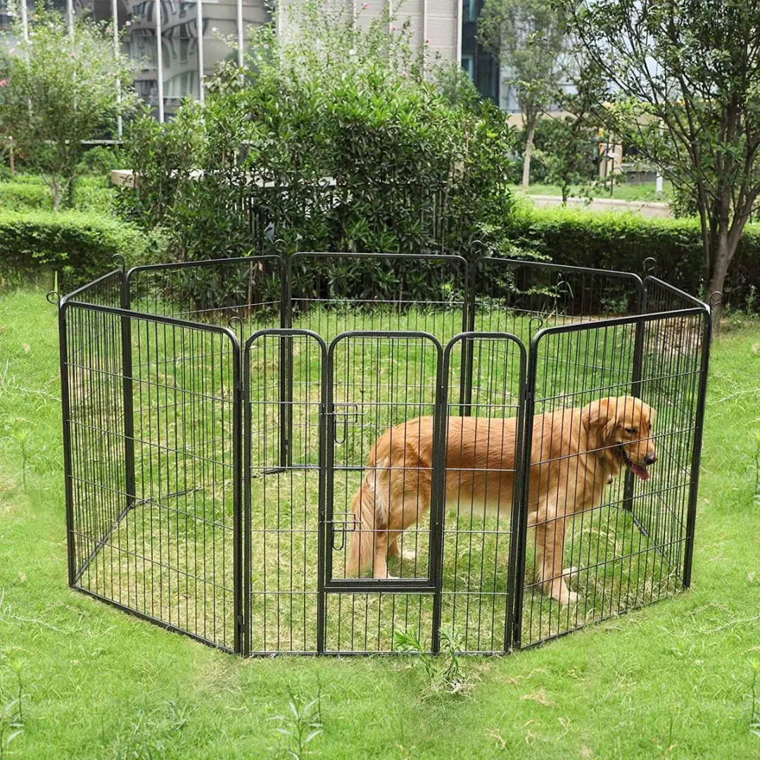 Songmics Puppyren Metaal Zwart - 8 Roosterpanelen - afbeelding 2 van 6