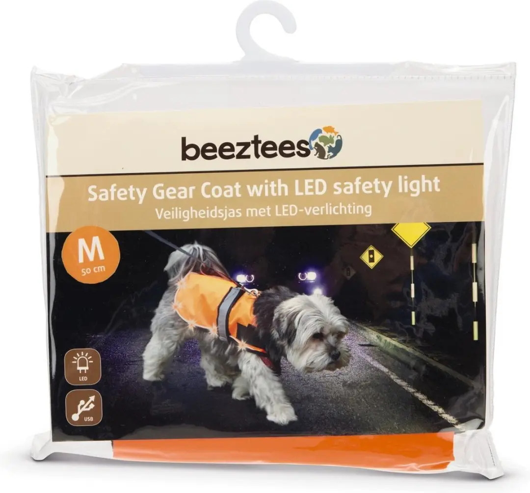 Beeztees Veiligheidsvest Hond LED+USB - M - Oranje