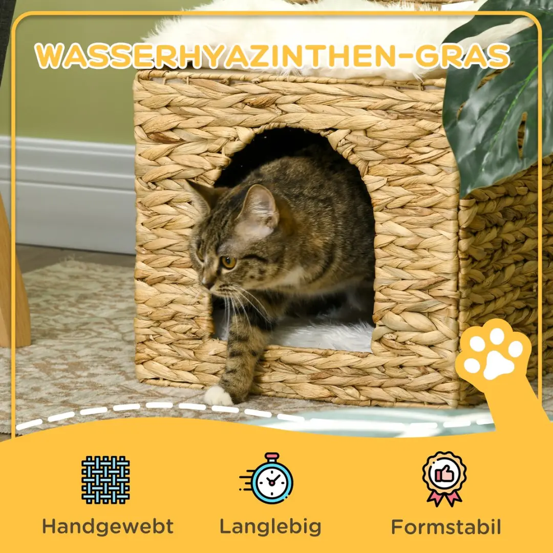 Pawhut Kattenhuis - 37,5x37,5x41,5cm - Bruin - afbeelding 6 van 6