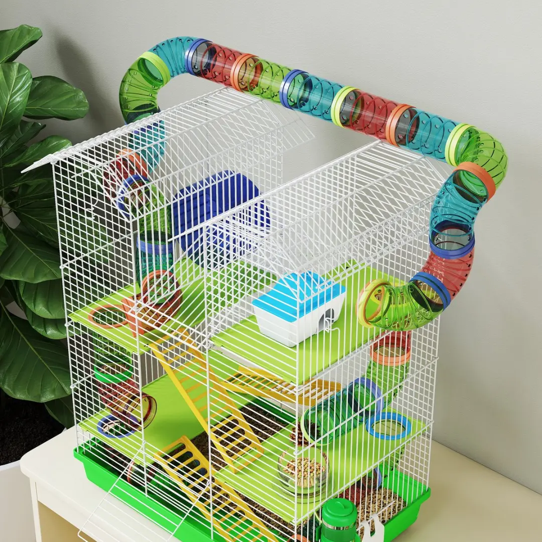 Pawhut Hamsterkooi 47x30x59cm - Groen - afbeelding 6 van 6