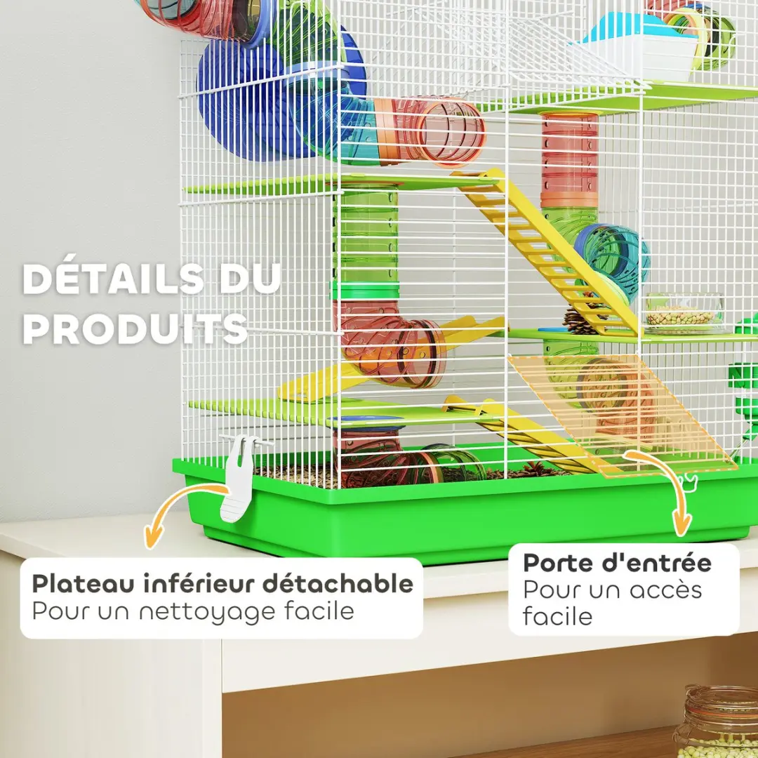 Pawhut Hamsterkooi 47x30x59cm - Groen