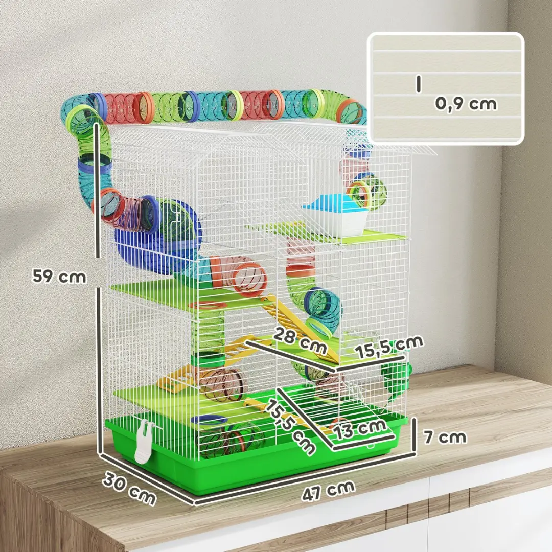 Pawhut Hamsterkooi 47x30x59cm - Groen