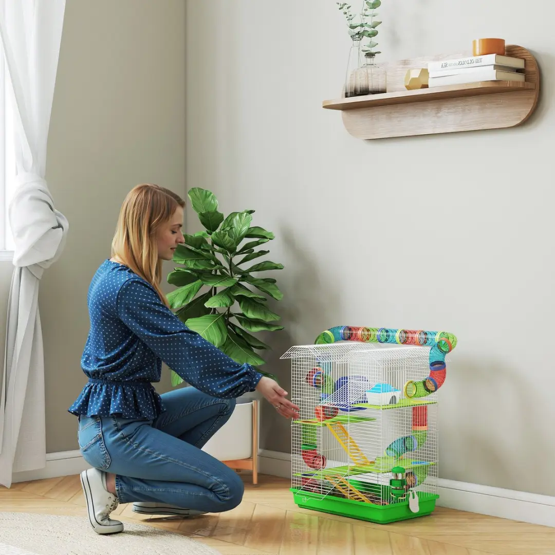 Pawhut Hamsterkooi 47x30x59cm - Groen