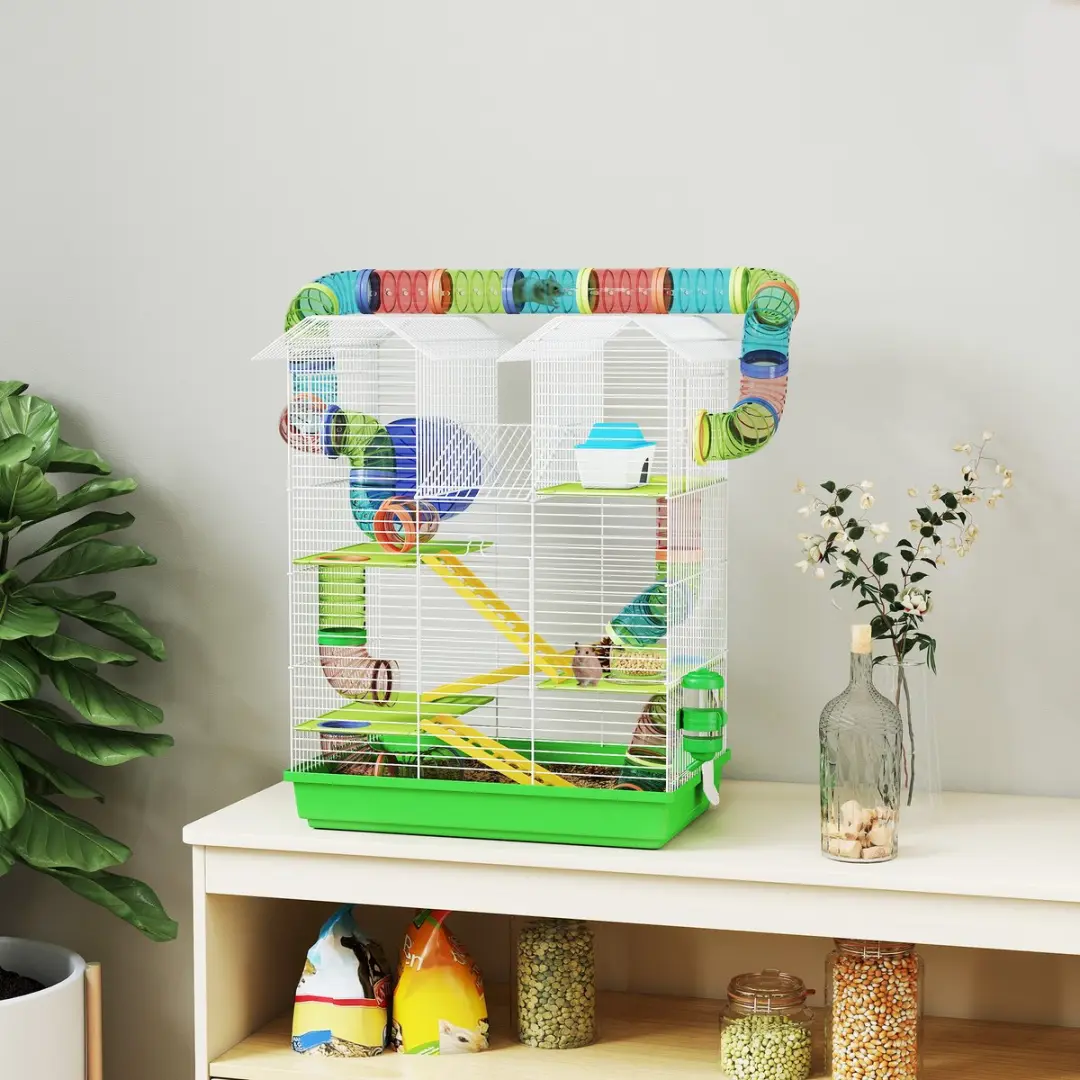 Pawhut Hamsterkooi 47x30x59cm - Groen
