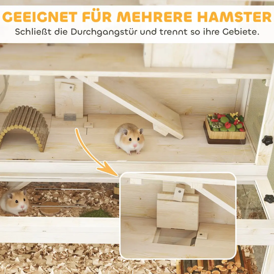 Pawhut Hamsterkooi Dennenhout 100x50x84cm - Natuurhout