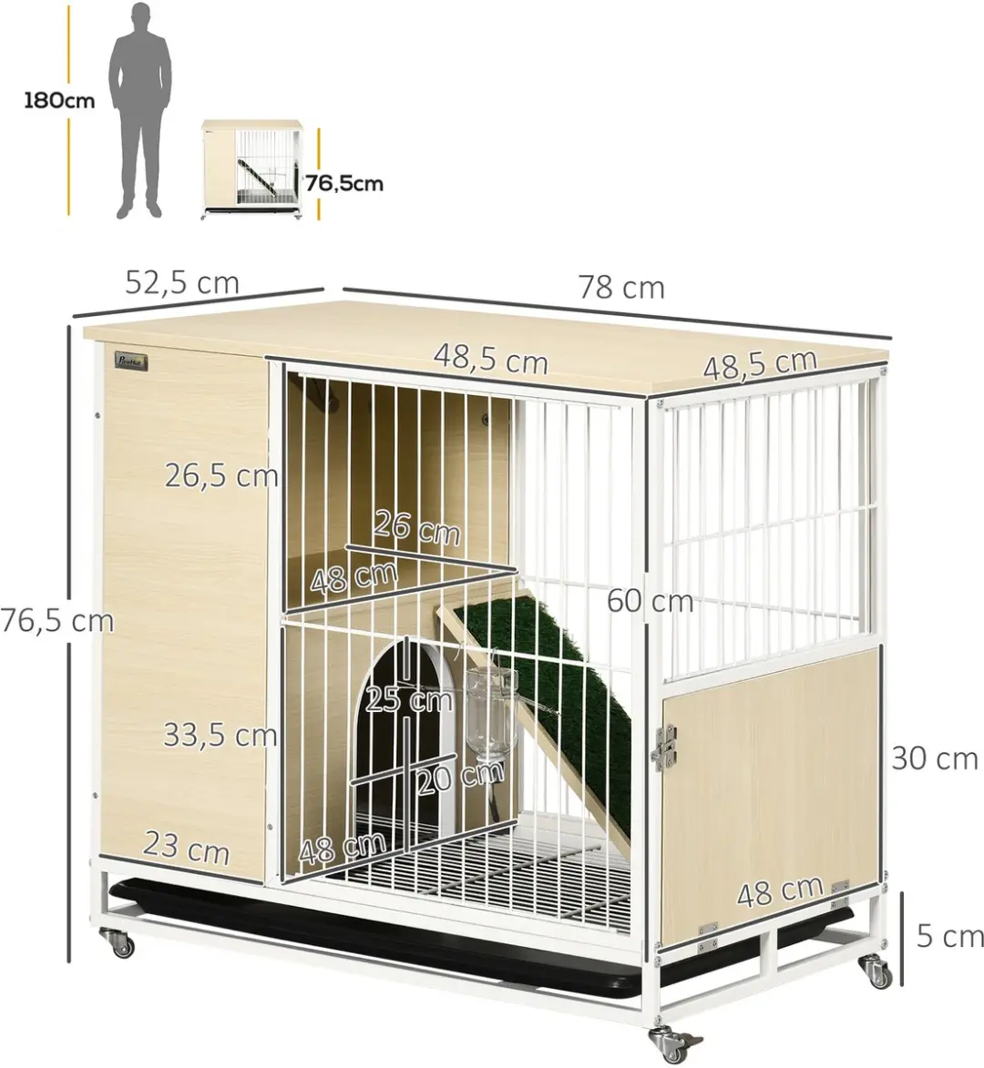 Pawhut Konijnenhok Eik 78x52.5x76.5cm
