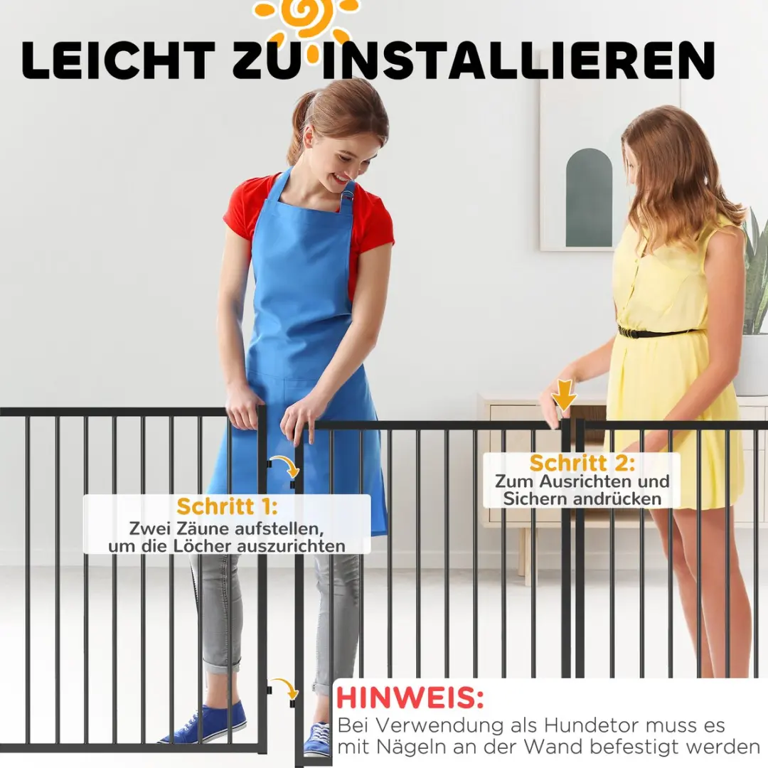 Pawhut Huisdierenren Zwart - 180x60x76cm
