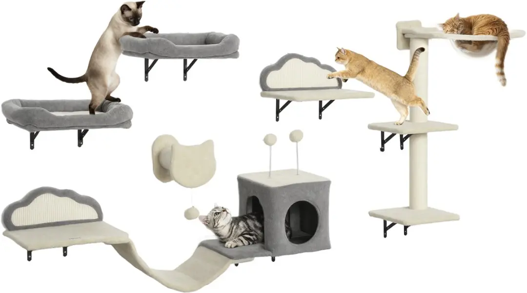 Pawhut Kattenplankenset 3-niveau