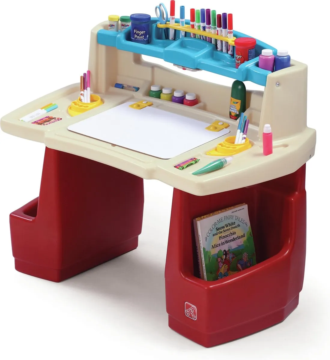 Step2 Deluxe Art Master Bureau met Stoel - Kinderwerkplek Beige/Rood/Blauw