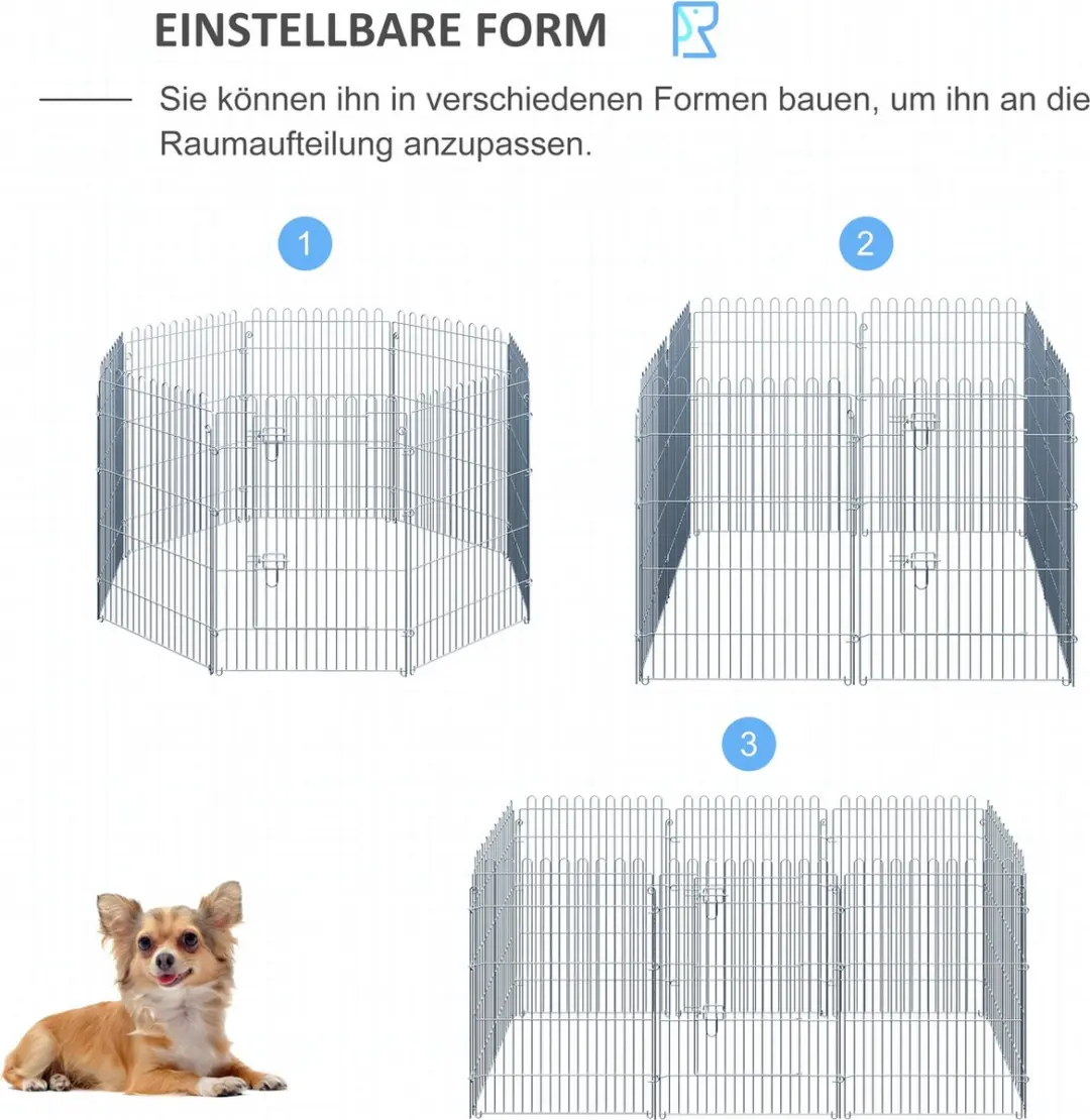 Pawhut Ren Puppyhek Box D1-0046 - 4 Maten - Zilver