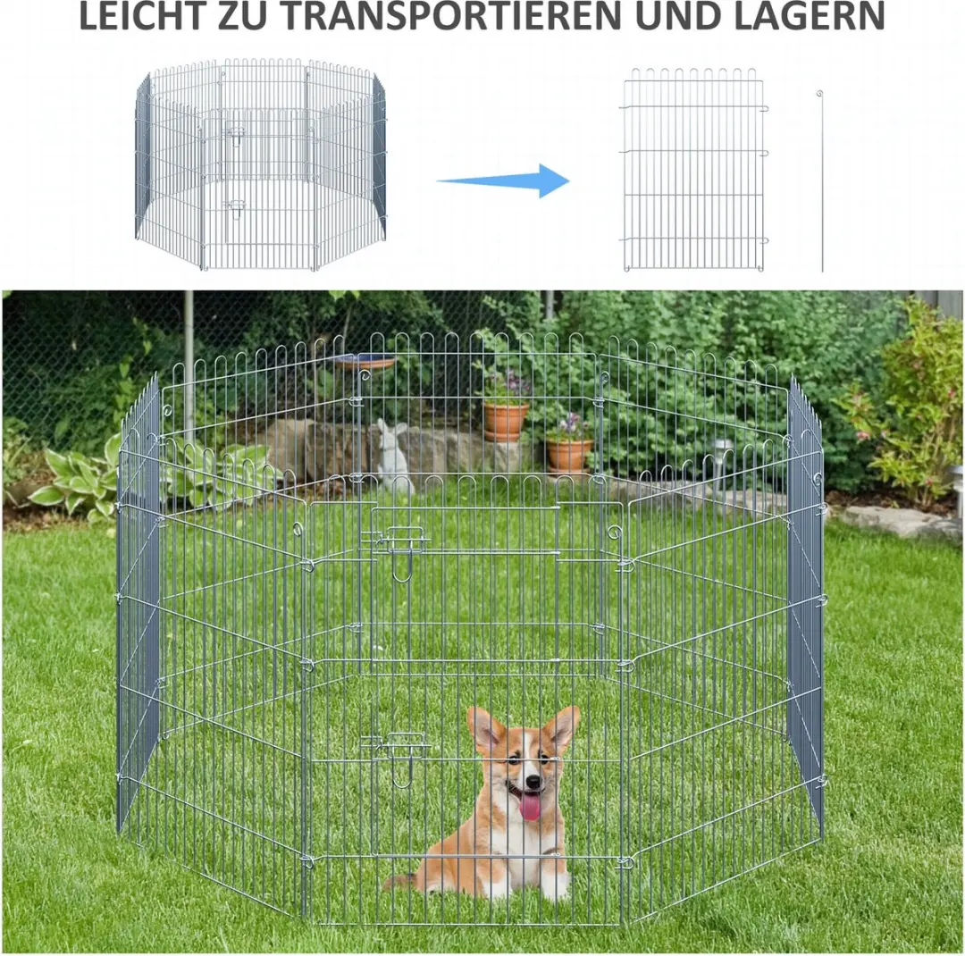 Pawhut Ren Puppyhek Box D1-0046 - 4 Maten - Zilver