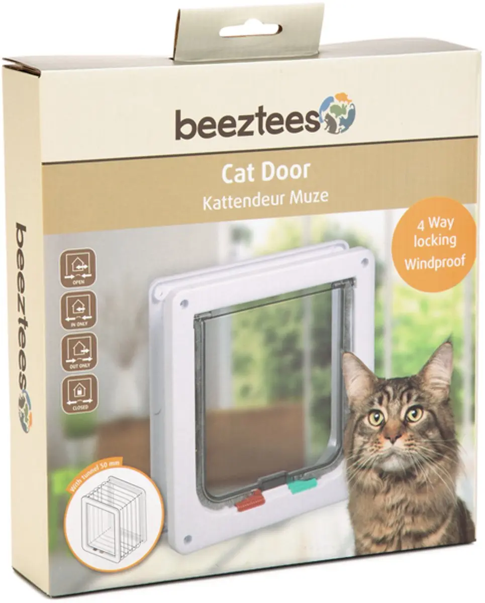 Beeztees Muze Kattendeur Wit - 19,2x20cm