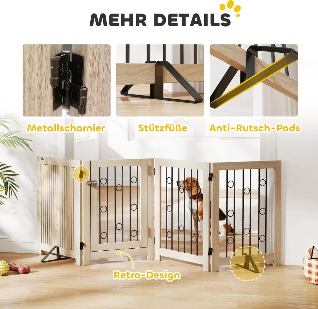 Pawhut Huisdierenhek MDF - 205x30,5x70cm - Eik