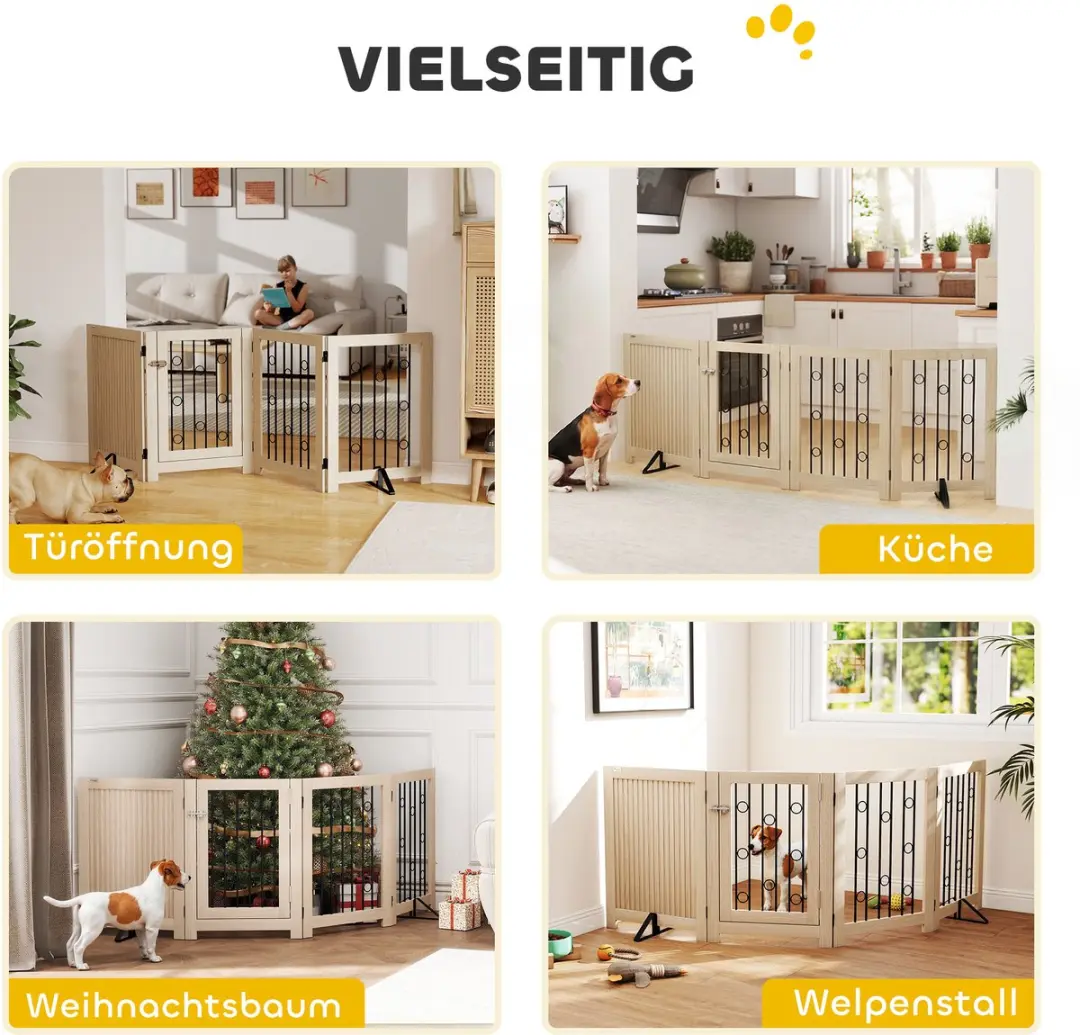 Pawhut Huisdierenhek MDF - 205x30,5x70cm - Eik - afbeelding 6 van 6