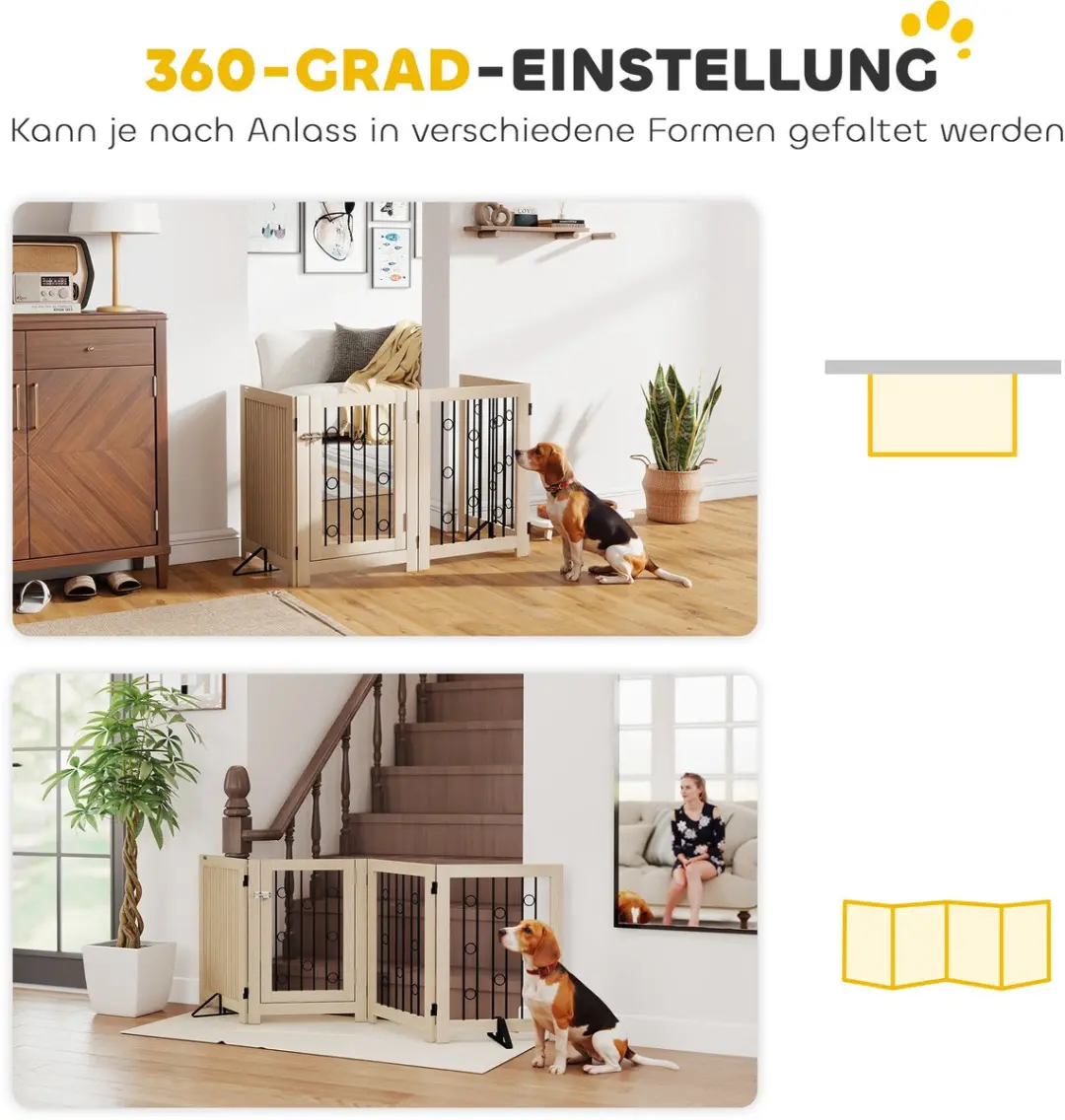 Pawhut Huisdierenhek MDF - 205x30,5x70cm - Eik