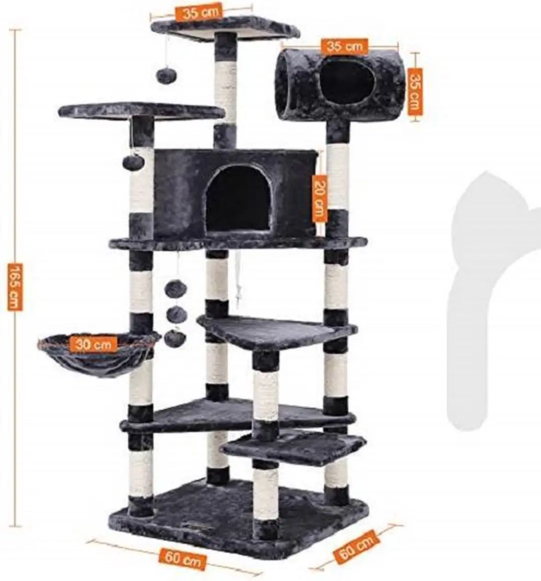 Songmics XXL Luxe Klimboom Kattenhuis 7 Niveaus - 9 Ligplekken - Grijs/Wit